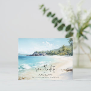 Carte Postale Faire-part Mariage sur la Plage Budget Enregistrez la Date