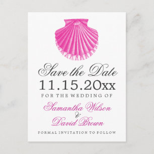 Carte Postale Faire-part Mariage sur la Plage Enregistrer la Date Coquille 