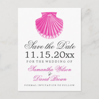Carte Postale Faire-part Mariage sur la Plage Enregistrer la Date Coquille