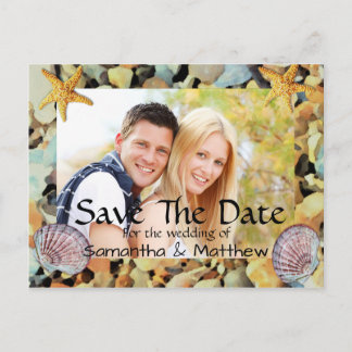 Carte Postale Faire-part Mariage Thème Plage Enregistrez La Date