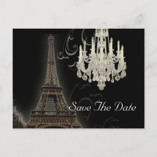 Carte Postale Faire-part Mariage Tour Eiffel Paris enregistrer la date