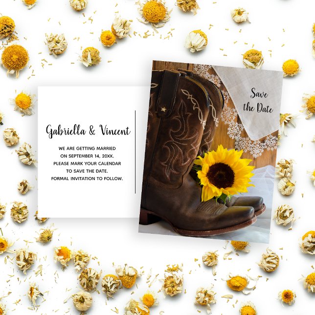 Carte Postale Faire-part Mariage Tournesol de Campagne et Dentelle Économis (Créateur téléchargé)