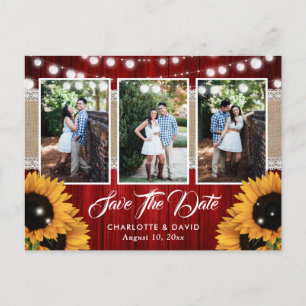 Carte Postale Faire-part Mariage Tournesol Rouge Photo Save The Date