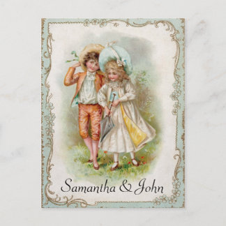 Carte Postale Faire-part Mariage victorien Enregistrer la date