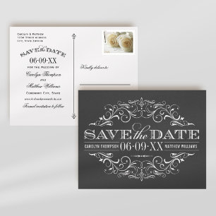 Carte Postale Faire-part Mariage vintage au charbon de bois Économisez la d