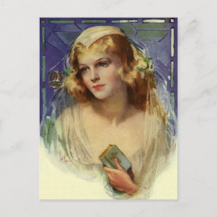 Carte Postale Faire-part Mariée vintage avec une Bible, mariage Sauvez la d