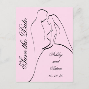 Carte Postale Faire-part Mariés Black Pink et demoiselle d'honneur Enregist
