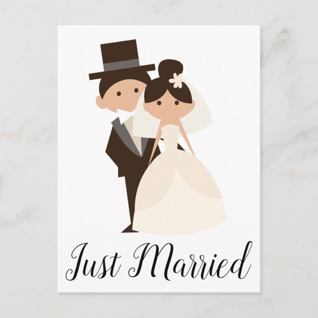 Carte Postale Faire-part Mariés de dessin animé Mariée & Marié Mariage (Devant)