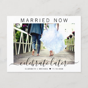 Carte Postale Faire-part Mariés Maintenant Célébrer Plus Tard Photo Mariage