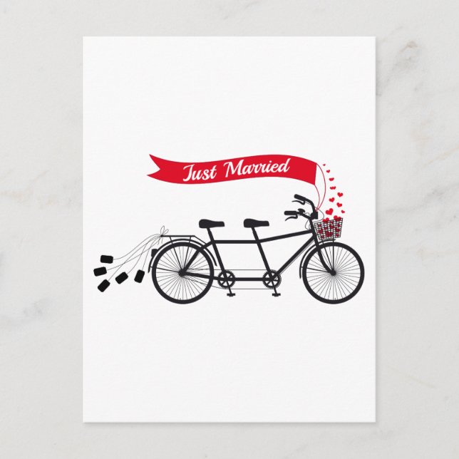 Carte Postale Faire-part Mariés, tandem de mariage (Devant)