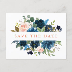 Carte Postale Faire-part Marine Bleu rose rose rose Boho Enregistrer la dat