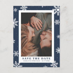 Carte Postale Faire-part Marine Blue Winter Wedding Enregistrer La Date Pho