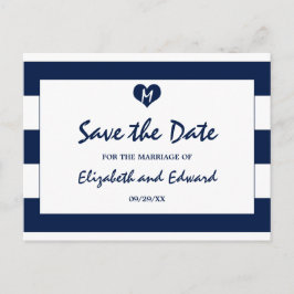 Carte Postale Faire-part Marine chic moderne et mariage blanc Enregistrer l
