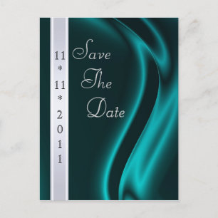 Carte Postale Faire-part Marquis Turquoise Silk Silver Enregistrer La Date 