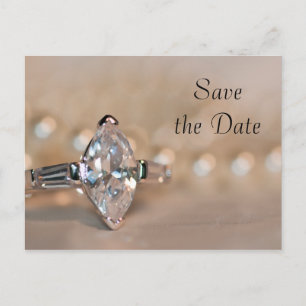 Carte Postale Faire-part Marquise Diamond Ring Mariage Enregistrer la date