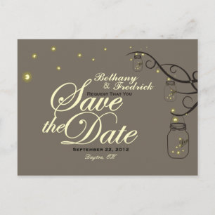 Carte Postale Faire-part Mason Jar & Firefly Enregistrer la date Postcard L