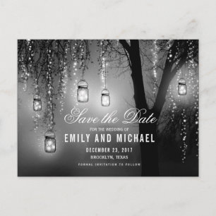 Carte Postale Faire-part Mason Jars String Lights Elegant enregistrer la da