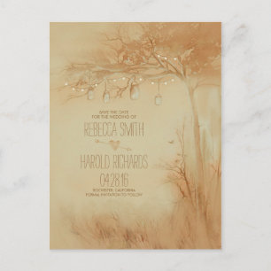 Carte Postale Faire-part Mason Jars String Lights Tree Rustic Enregistrer L