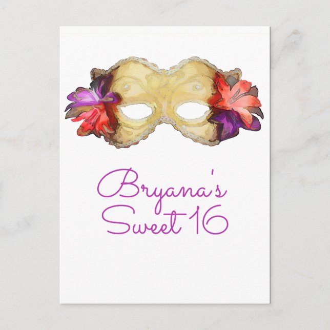 Carte Postale Faire-part Masque floral tropical Enregistrer la date (Devant)