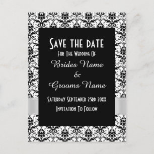 Carte Postale Faire-part Masque noir et blanc enregistrer la date