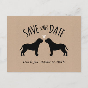 Carte Postale Faire-part Mastiff Silhouettes Mariage Enregistrer la date