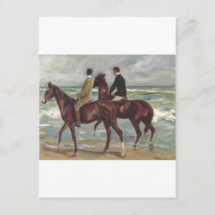 Carte Postale Faire-part Max Liebermann : Deux Cavaliers sur la Plage Art