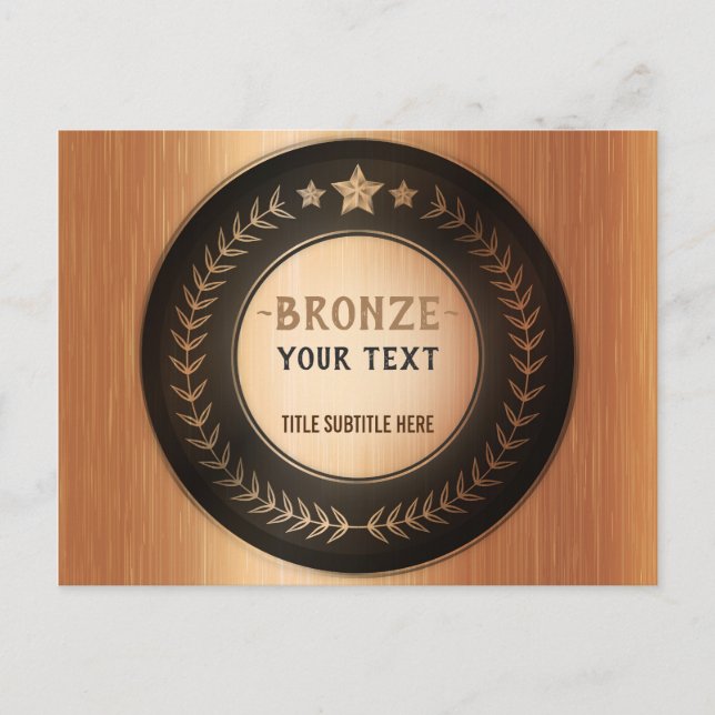 CARTE POSTALE FAIRE-PART MÉDAILLE BRONZE À PERSONNALISER AVEC VOTRE LOGO IM (Devant)