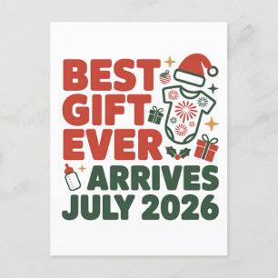 Carte Postale Faire-part Meilleur Cadeau Arrive en Juillet 2026 Noël Couple