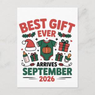 Carte Postale Faire-part Meilleur Cadeau Arrive en Septembre 2026 Noël