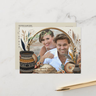 Carte Postale Faire-part Mélange bohème de couleurs et de décoration