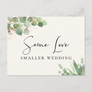 Carte Postale Faire-part Même Amour Mariage Plus Petit Eucalyptus Crème