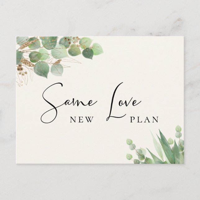 Carte Postale Faire-part Même Amour Nouveau Plan Verdure Crème Mariage Plus (Devant)