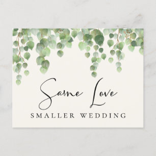 Carte Postale Faire-part Même Amour Plus Petit Mariage Eucalyptus Vert