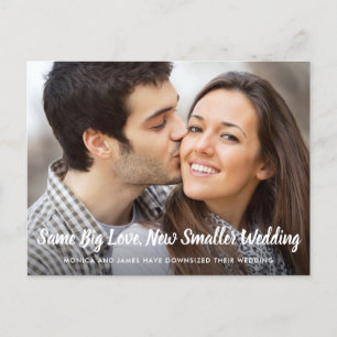 Carte Postale Faire-part Même grand amour, mariage plus petit en photo