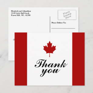 Carte Postale Faire-part Merci Mariage du drapeau canadien