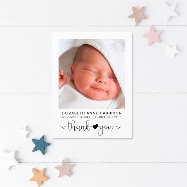 Carte Postale Faire-part Merci photo bébé naissance (Créateur téléchargé)
