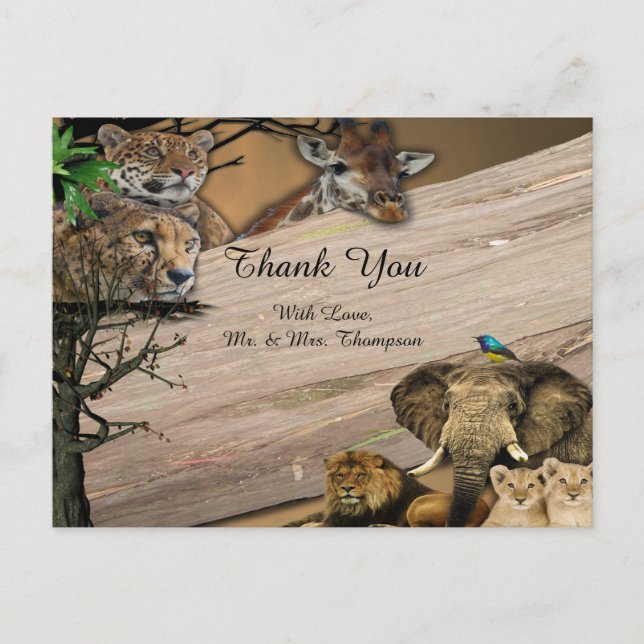 Carte Postale Faire-part Merci Safari Wildlife (Devant)
