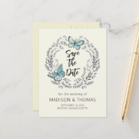 Mercredi Papillon Verte Wreath Enregistrer La Date