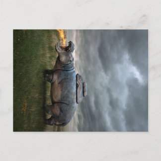 Carte Postale Faire-part Mère Hippopotame En Colère | Cadeau De Vacances