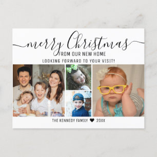 Carte Postale Faire-part Merry Christmas 4 Photo Collage Holiday Moving