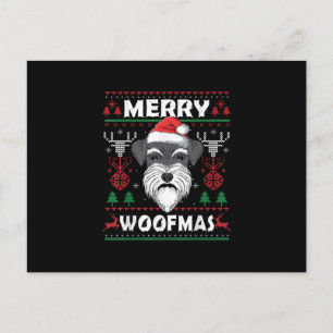 Carte Postale Faire-part Merry Woofmas Schnauzer Noël Amoureux des chiens P