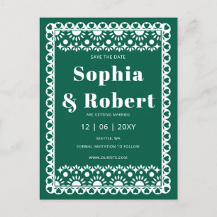 Carte Postale Faire-part Mexique Fiesta Emerald Papel Picado Enregistrer la