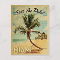 Miami Enregistrer La Date Vintage Beach Palm Tree