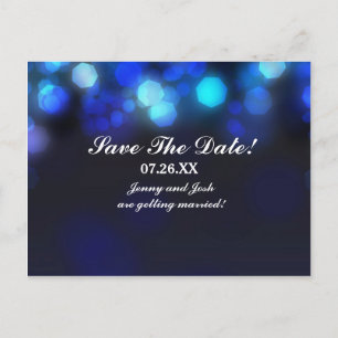 Carte Postale Faire-part Midnight Blue Sky Bokeh Mariage Enregistrer la dat