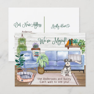 Carte Postale Faire-part Mignon Schnauzer Nouveau Demeure Confortable Démén