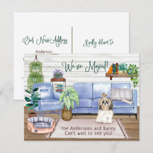 Carte Postale Faire-part Mignon Shih Tsu Déménagement Nouvelle Maison Cosy
