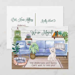 Carte Postale Faire-part Mignon Westie Maison Cosy Nouveau Déménagement