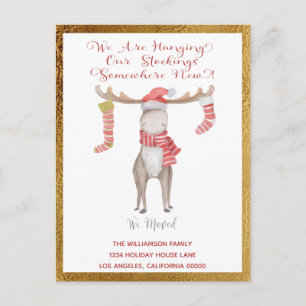 Carte Postale Faire-part Mignonne orignal de Noël Nous avons déménagé Vacan