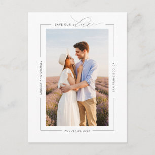 Carte Postale Faire-part Minimal Élégant Moderne Simple Enregistrer la Date