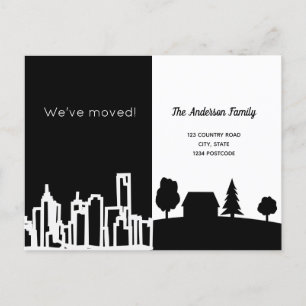 Carte Postale Faire-part Minimaliste noir blanc ville pays que nous avons d